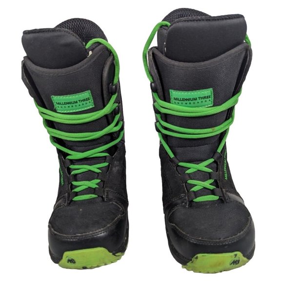 Classic Fit Snowboard‎ Snow Boots Black & Green Millennium Three M3 Size US JR 6 - Picture 2 of 7